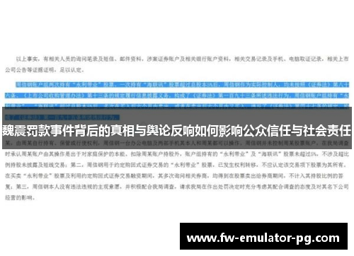 魏震罚款事件背后的真相与舆论反响如何影响公众信任与社会责任
